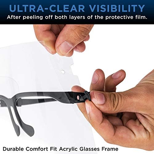 Salon World Safety Face Shields with Black Glasses Frames (Pack of 10) - Image 5