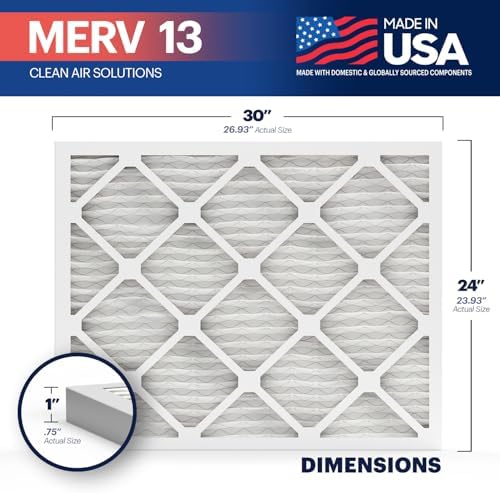 BNX TruFilter 24x30x1 Air Filter MERV 13 (4-Pack) - MADE IN USA - Electrostatic Pleated Air Conditioner HVAC AC Furnace Filters for Allergies, Pollen, Mold, Bacteria, Smoke, Allergen, MPR 1900 FPR 10 - Image 2