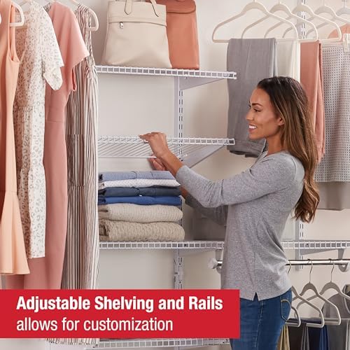 Rubbermaid Configurations Deluxe Custom Closet Kit 4-8Ft. Adjustable Metal Wire Shelving White Finish Expandable Organization System Hardware Included for Home Closet/Pantry/Laundry/Mudroom - Image 3
