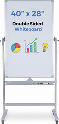 Double-Sided 40" x 28" Mobile Whiteboard by DexBoard