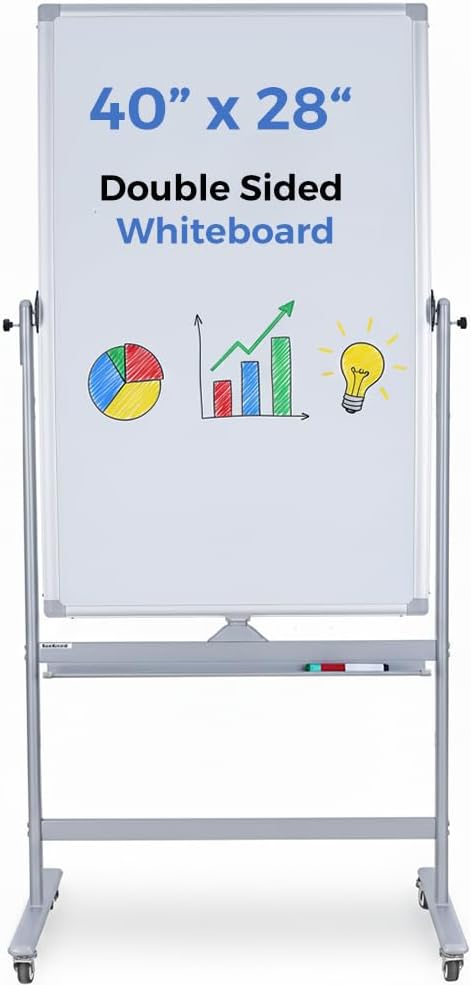 Double-Sided 40" x 28" Mobile Whiteboard by DexBoard