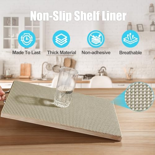 Songrey Non-Slip Shelf Cabinet and Drawer Liner, 20IN x 10FT, Beige - Image 2