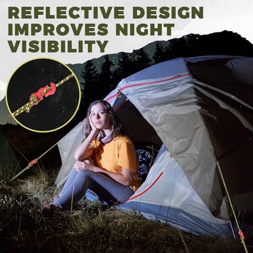 Yulejo 24 Pcs Tarp Clips Heavy Duty and Bungee Cords Tarp Clamps Shark Tent Fasteners Clips Holder for Swimming Pool Cover Awnings Outdoor Camping Caravan Canopies Car (Guyline with Tensioner,Yellow) - Image 5