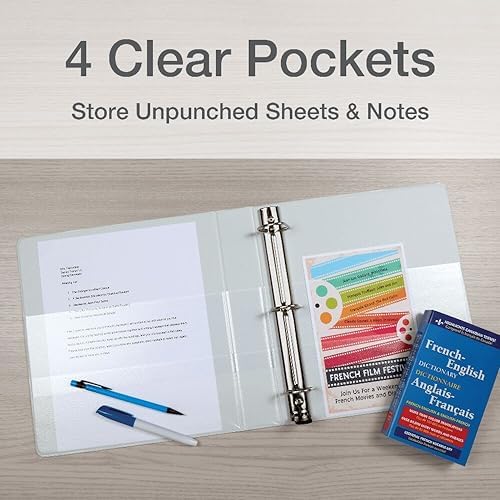 Cardinal 3 Ring Binder, Binder for School and Office, Durable 1.5 Inch Premier Easy Open Binder, ONE-Touch Locking Slant-D Rings, 400-Sheet Capacity, ClearVue Cover, PVC-Free, White (10310) - Image 5