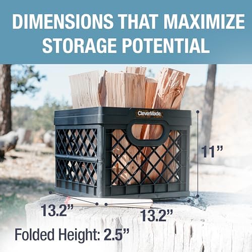 CleverMade Collapsible Milk Crates For Storage, 25L 3 Pack, 50 lb, Obsidian - Image 5