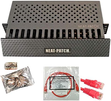 Neat Patch 2U Cable Management Kit - 1 Pack w/ 24 CAT6 Patch Cables (2FT Red) by Electriduct