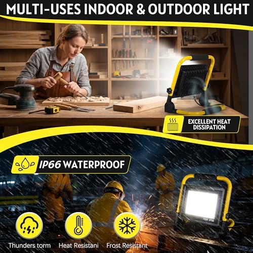 10000LM Portable LED Work Light, IP66 Waterproof for Garage - Image 3