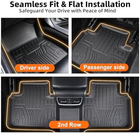 Joruoo-Floor Mats for Kia Seltos 2026 2025 2024 2023 2022 2021, Kia Seltos Accessories TPE All Weather Custom Fit Floor 1st and 2nd Row (Black) - Image 2