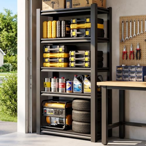 SAWJEC Garage Shelving Unit, 63" Compact 5-Tier Metal Storage Rack by SAWJEC