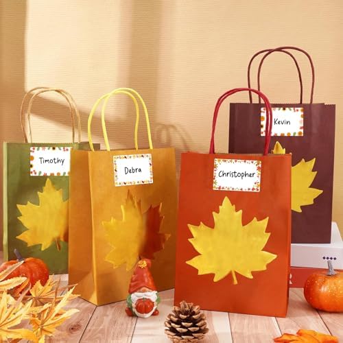 210 Pcs Fall Name Tag Stickers -3''x 2'' Self Adhesive Pumpkin Maple Leaves Name Stickers Gift Tag Labels for Fall Thanksgiving Classroom Party Gift Crafts Decor Envelope Packages Seals - Image 6