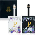 2 Pack PU Leather Privacy Luggage Tags, Double-Layer Hidden ID by Unknown