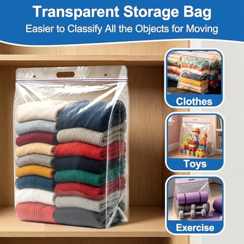 12Pack 24" x 32"+ 5.5" 20 Gallon Huge Clear Plastic Storage Bag with Handle - Image 5