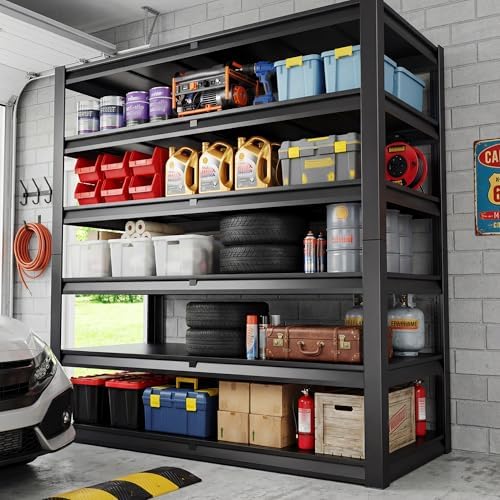 REIBII 84.1" H Garage Shelving, 3500LBS Storage Shelves Heavy Duty, Adjustable 6-Tier Metal Shelving for Commercial, Warehouse, Basement, Garage,Shop, 55.1" W x 25.8" D x 84.1" H - Image 4