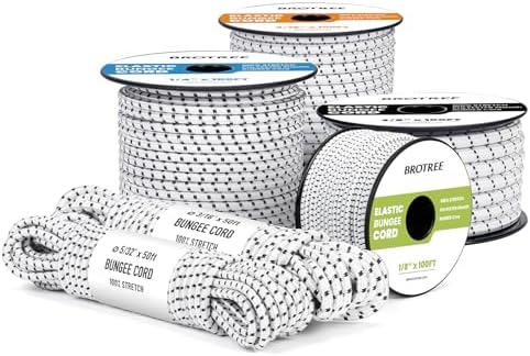 Brotree Bungee Cords 1/8" x 100ft Elastic Shock Cord 100% Stretch Cord by Brotree