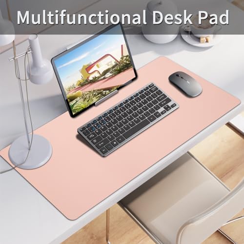 Bloss Pink Desk Mat, Waterproof Non-Slip Leather Desk Pad, Large Mouse Pad, Desk Writing Pad, Desk Mat for Keyboard and Mouse Desk Organizers and Accessories (31.5×15.7 Inches) - Image 2