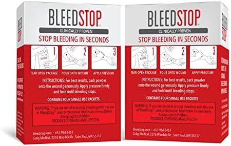 BleedStop™ First Aid Powder for Blood Clotting, Trauma Kit, Blood Thinner Patients, Camping Safety, and Survival Equipment for Moderate to Severe Bleeding Wounds or Nosebleeds (Double 4 Pack 15g) - Image 2