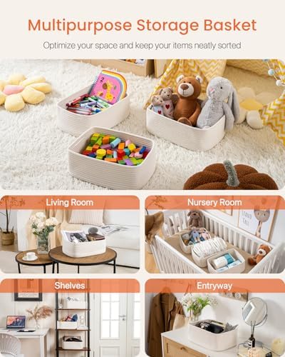 KALLAX Small Woven Storage Basket for Organizing, 13.5x9.5x5 inches, 3 Pack - Image 3