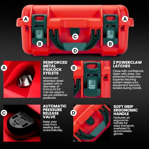 NANUK 915 Hard Case with Cubed Foam – Compact Waterproof Travel Camera Hard Case with Padded Dividers, 13.8” x 9.3” x 6.2” – Dustproof and Impact Resistant, Airline Carry-On Approved – Red - Image 4