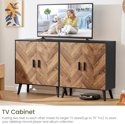 Iwell Storage Cabinet with 2 Shelves & Doors, Sideboard Buffet Cabinet with Storage, Entryway Cabinets, Accent Cabinets for Living Room, Dining Room, Entryway, Black - Image 5