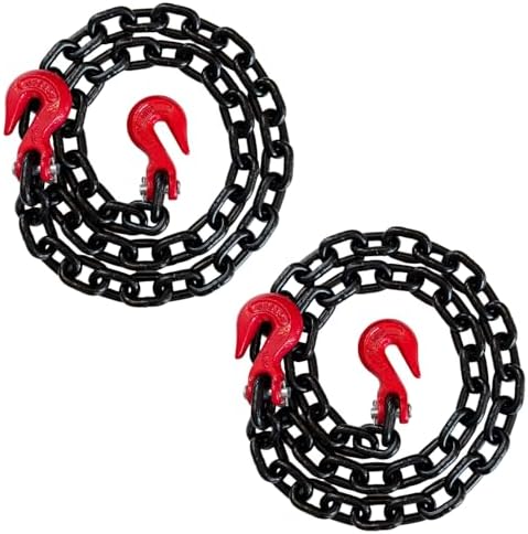 2PK Falcon Cargo 3/8" X 6' Grade 80 Transport Binder Chain - 7,100 LBS WLL - Clevis Grab Hook, Tie-Down, Towing by Falcon+Cargo