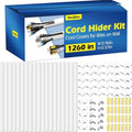 1260in Cord Hider Kit, Cord Covers for Wires on Wall, Paintable Cable Raceway, Cord Hider for Wall Mount tv, tv Cable Hider Wall kit, Wire Covers for Cords, 80X L15.75 X W0.96in X H0.57in, White by YesBes