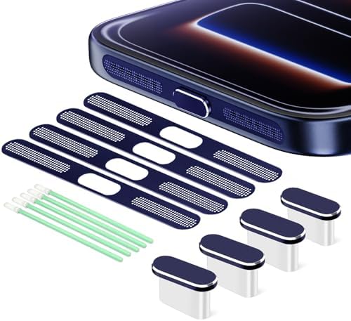 USB C Dust Plug,USB C Port Cover Type C Charging Port Plug Cover Speaker Dust Cover,Accessories for iPhone 17 and 17 Pro (Dark Blue, for iPhone 17/17 Pro) by Goweewon