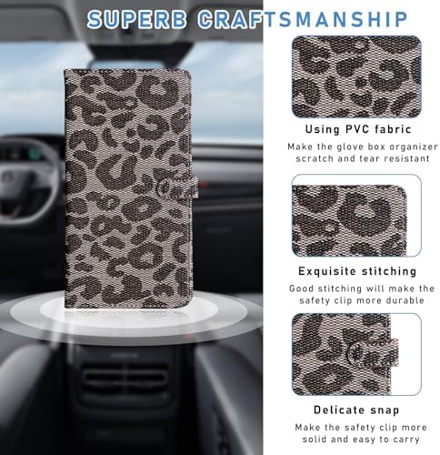 Ziciner Car Registration and Insurance Holder, Auto Card Document Glove Box Organizer with Magnetic Closure, Universal Vehicle Interior Accessories for Cars SUVs (Leopard-Large) - Image 3