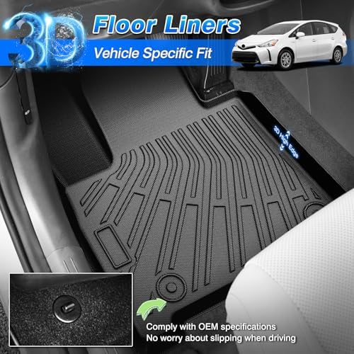 Cartist Floor Mats for Toyota Prius 2010-2015, All Weather Floor Liners for Prius Accessories, Heavy Duty TPE Car Mats, Car Accessories - Image 2