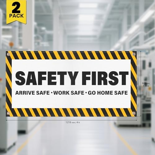 2 Pack Safety First Banners Arrive Work Go Home Safe Sign 4×2 Feet - Image 2