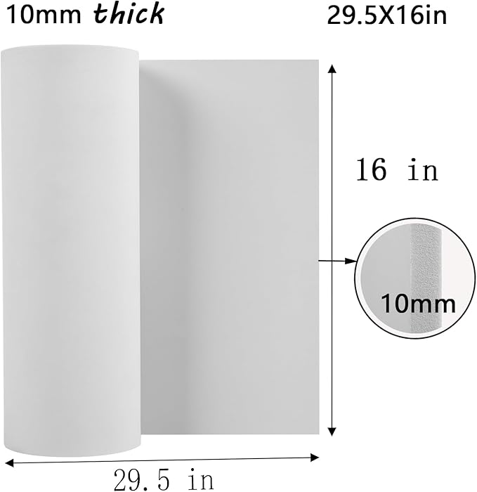 AMZQNART EVA Foam 10mm, Cosplay Foam 16x29.5 inch White, High Density 90 kg/m³ - Image 2