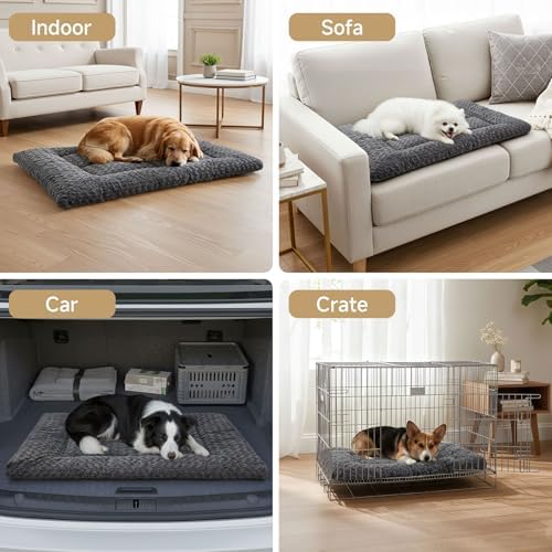 Exsnugy Washable Dog Bed Mat Large Size Fluffy Pet Crate Pad 53x36 XXL - Image 2