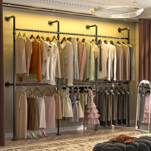 Aheaplus Industrial Pipe Clothing Rack, Reversible 9.85FT Clothes Rack by Aheaplus