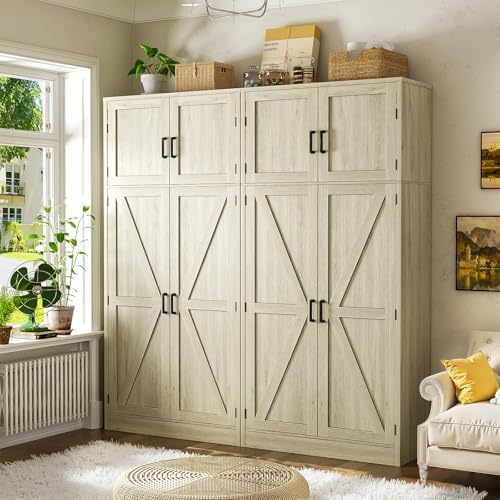 Unikito 71” Tall Pantry Cabinet with Adjustable Shelves, Wash Gray, 2 Pack - Image 5