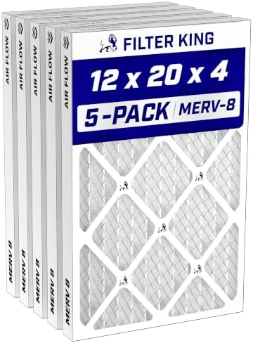 Filter King 12x20x4 Air Filter MERV 8, AC Furnace Filters (5-Pack) by FilterKing