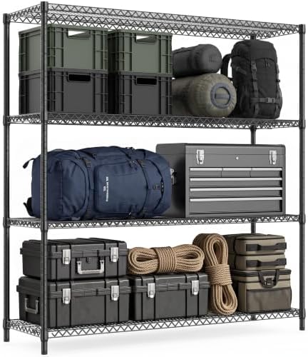 IZEUK 4-Tier Heavy Duty Black Metal Wire Shelving Rack for Storage by IZEUK