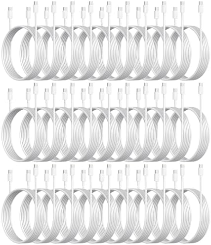30-Pack USB C to C 48W Multipack Charger Cable - Bulk USB-C to Type C White by weishan