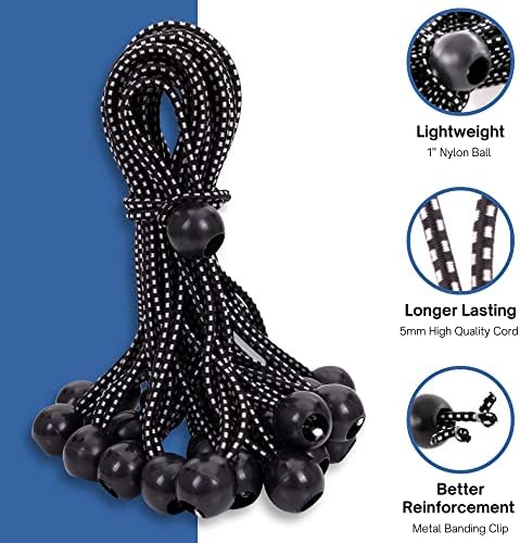 Kotap BB-9B Ball Bungee Cord, Heavy-Duty & Versatile, Indoor & Outdoor, Tarp Tie-Down, Organize & Secure, 9-Inch, Black, 50 Pack - Image 2