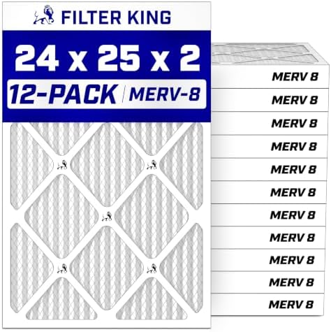 Filter King 24x25x2 Air Filter MERV 8, AC Furnace Filters (12-Pack) by FilterKing