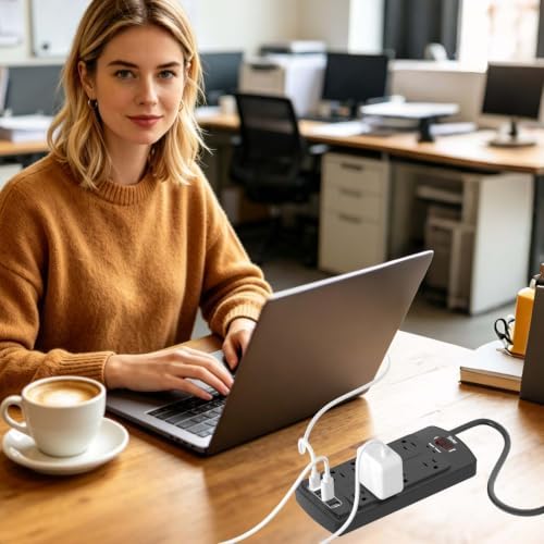 Yintar 6Ft Surge Protector Power Strip with 8 Outlets and 4 USB Ports - Image 4