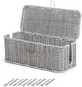 Cable Management Box, Cord Organizer with Lid & Cable Ties - Gray, M by BROWNLILY