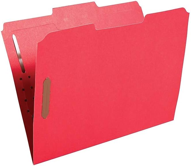 Staples Colored Reinforced Tab Fastener Folders Letter Size Red 50/Box - Image 2