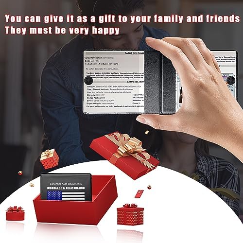 Ziciner Car Registration Insurance Holder, 2Pack Essential Auto Card Document Glove Box Organizer with Touch Fastener, Vehicle Interior Accessories Perfect for Most Car, Truck, SUV (Black/Blue Flag) - Image 5