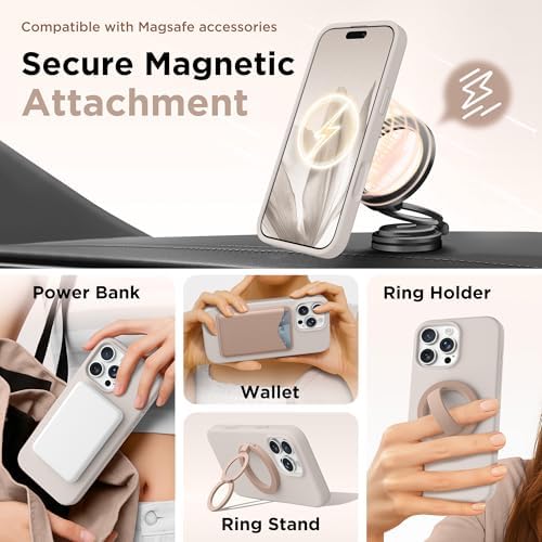 GolbinBox Magnetic for iPhone 16 Pro Max Case, Silicone Cover, Stone - Image 4