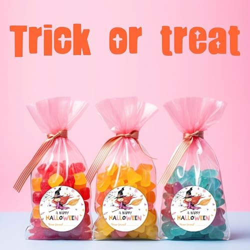40 Pcs Halloween Theme Stickers - Cute Witch -20 Round & 20 Tag Shaped Self-Adhesive Labels for Party Gifts, Packaging Bags, Envelope Sealing - Party Supplies for Halloween Decoration -A04 - Image 4