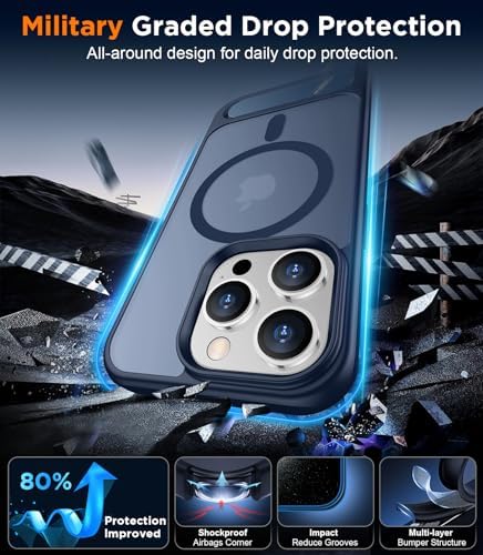 Temdan Magnetic Compatible with iPhone 14 Pro Case, [Built-in Invisible Kickstand][Compatible with MagSafe] [Military Grade Shockproof] Slim Translucent Matte Phone Case for iPhone 14 Pro 6.1" - Image 4