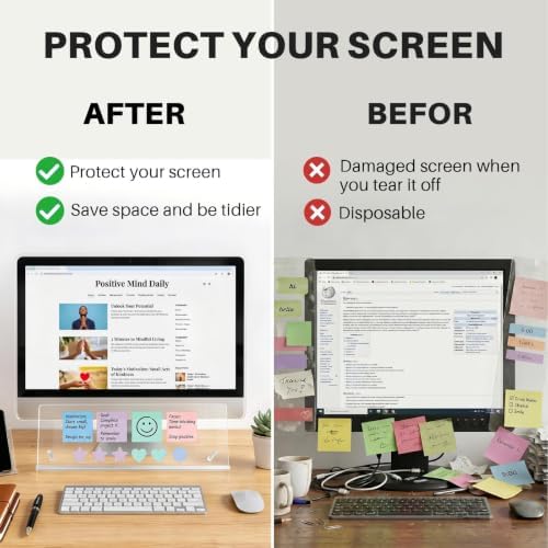 Monitor Memo Board Holder 16.5"x6.1", office organization memo holders for Computer sticky note holder, Space-Saving, Movable & Reusable, Screen saver for Office & Home Desktop Decor Extra Large - Image 2