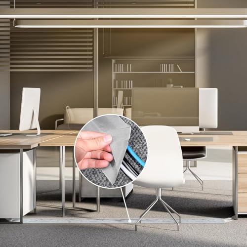 20 Feet Floor Cable Covers,Wire Storage Cover Used to Protect The Cable,Cord Cover with Adhesive Tape for Carpet,Tiles,Wooden Floors and Any Floor Surface (Gray) - Image 5