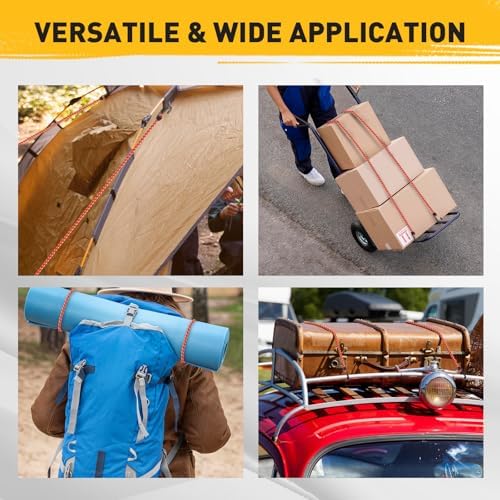 12" Elastic Bungee Cords with Hooks: 10 Pcs Bungee Cords Heavy Duty Outdoor, Bungie Cord Bundle Assortment with Metal Hook, Bungee Straps for Kayaking, Camping, Garage Storage - Image 6