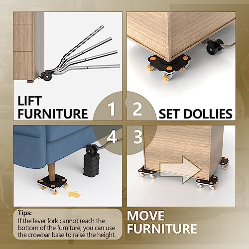 ONEON Furniture Mover with Wheels & Aux. Lifter-Black Connect Dolly Pro - Image 5