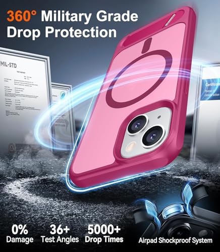 Temdan Magnetic Compatible with iPhone 14 Case/iPhone 13 Case,[Built-in Invisible Kickstand][Compatible with MagSafe][Military Grade Shockproof] Slim Translucent Matte Phone Case for iPhone 14/13 6.1" - Image 4